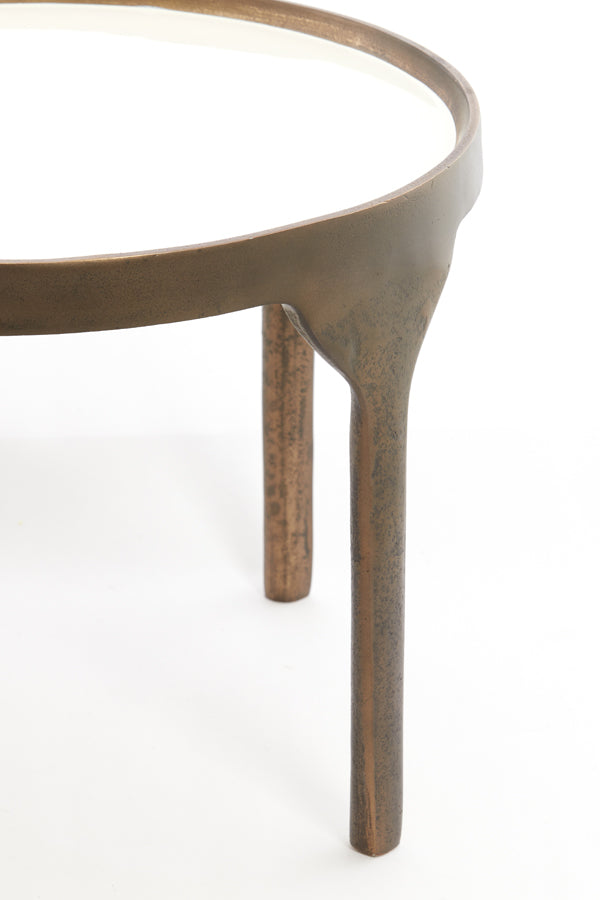 Coffee table S/2 max 85x85x42 cm ELI shiny cream+ant bronze