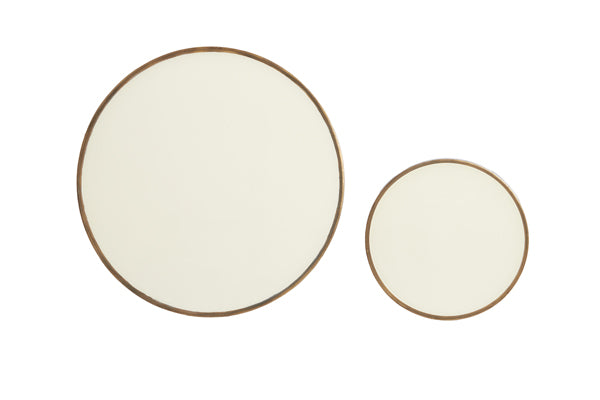 Coffee table S/2 max 85x85x42 cm ELI shiny cream+ant bronze
