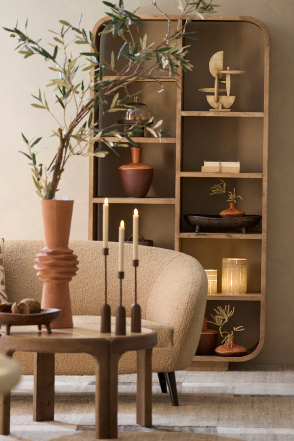 Cabinet open 100x35x200 cm DANE wood matt grey-brown