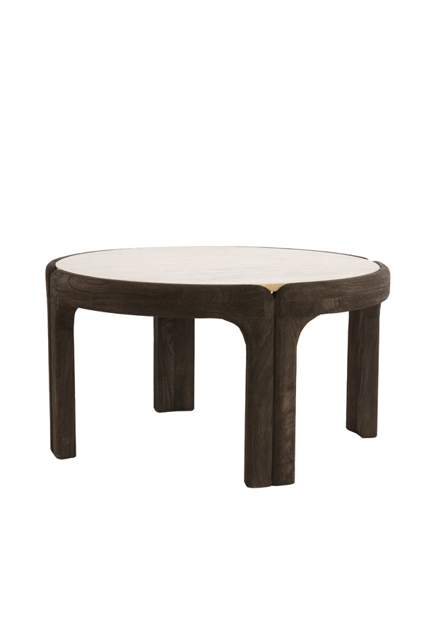 Coffee table 75x40 cm ALI wood gry-drk brwn+travertine sand