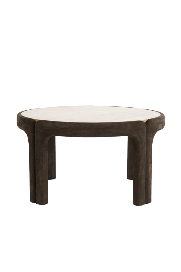 Coffee table 75x40 cm ALI wood gry-drk brwn+travertine sand