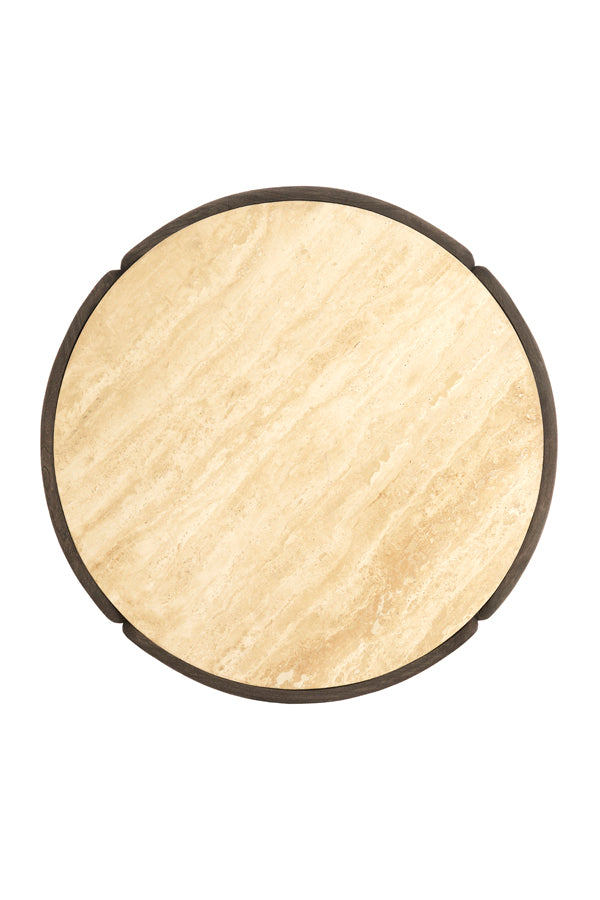 Coffee table 75x40 cm ALI wood gry-drk brwn+travertine sand