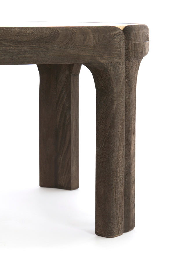 Coffee table 75x40 cm ALI wood gry-drk brwn+travertine sand