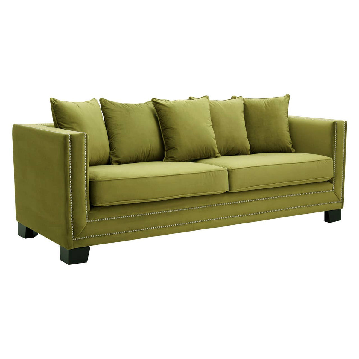Sofia Moss Green Velvet 3 Seater Sofa
