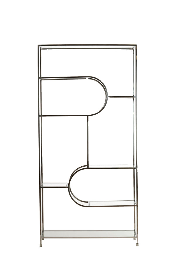 Cabinet open 100x36x206 cm LOFI nickel+glass clear