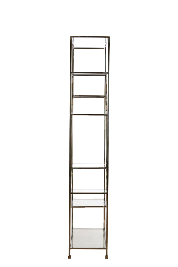 Cabinet open 100x36x206 cm LOFI nickel+glass clear