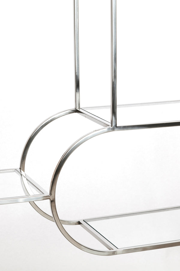 Cabinet open 100x36x206 cm LOFI nickel+glass clear