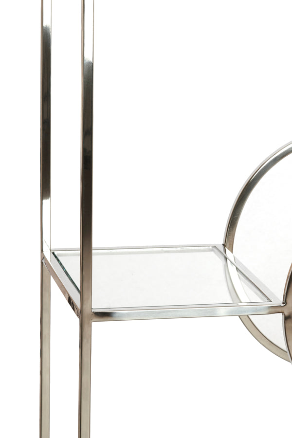 Cabinet open 100x36x206 cm LOFI nickel+glass clear