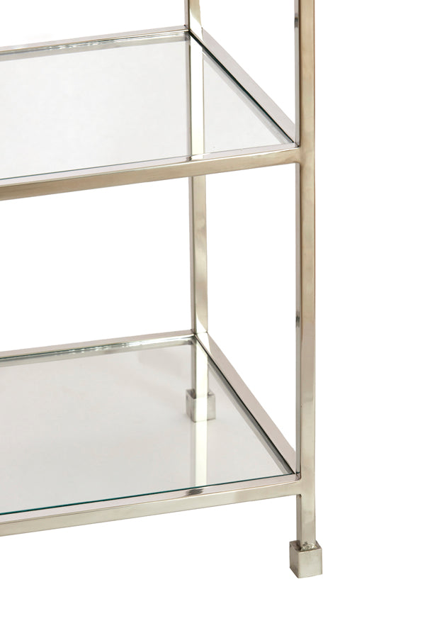 Cabinet open 100x36x206 cm LOFI nickel+glass clear