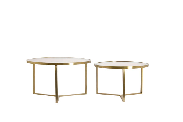 Coffee table S/2 65x39+75x44 cm SERELLE light gld+gls brwn