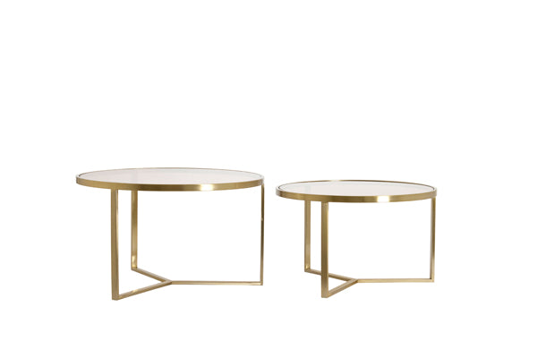Coffee table S/2 65x39+75x44 cm SERELLE light gld+gls brwn