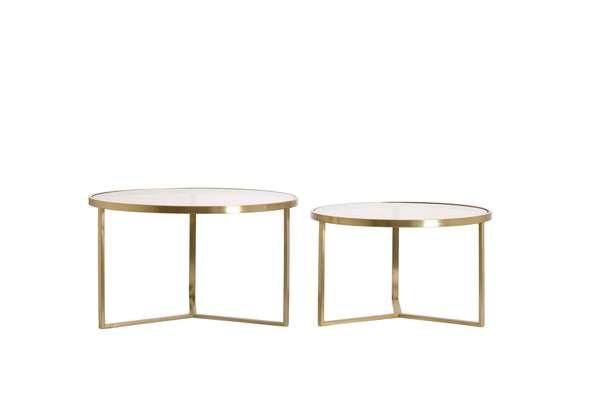 Coffee table S/2 65x39+75x44 cm SERELLE light gld+gls brwn