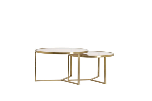Coffee table S/2 65x39+75x44 cm SERELLE light gld+gls brwn