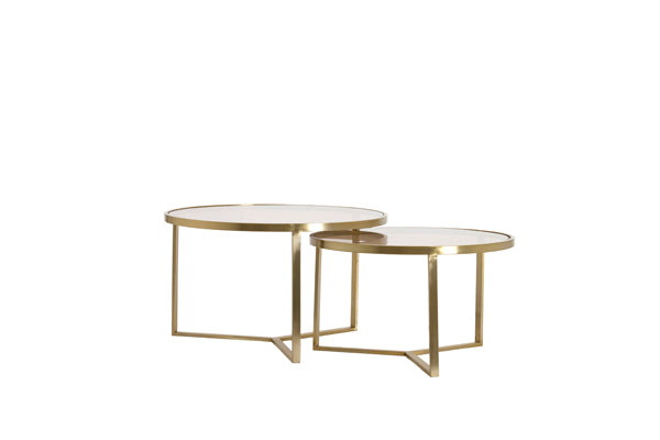 Coffee table S/2 65x39+75x44 cm SERELLE light gld+gls brwn