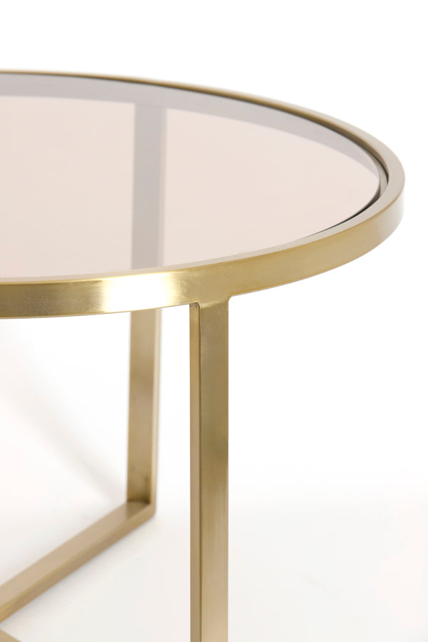 Coffee table S/2 65x39+75x44 cm SERELLE light gld+gls brwn