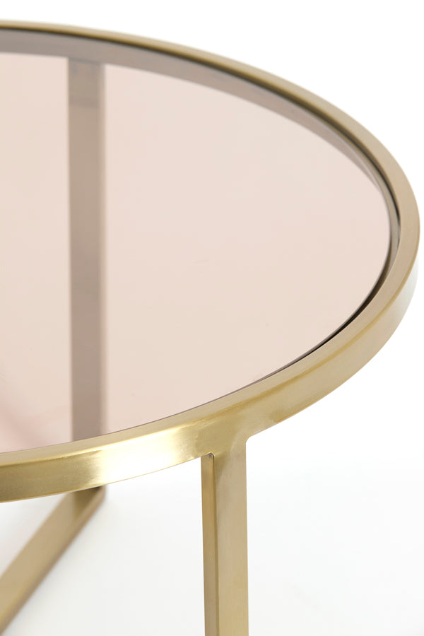 Coffee table S/2 65x39+75x44 cm SERELLE light gld+gls brwn
