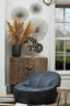 Hoxton Antique Black Leather Lounge Cocoon Chair