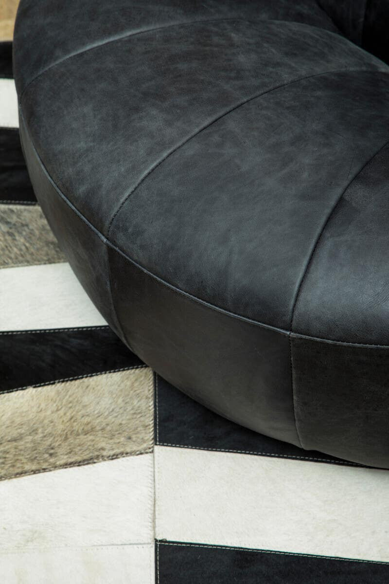 Hoxton Antique Black Leather Lounge Cocoon Chair