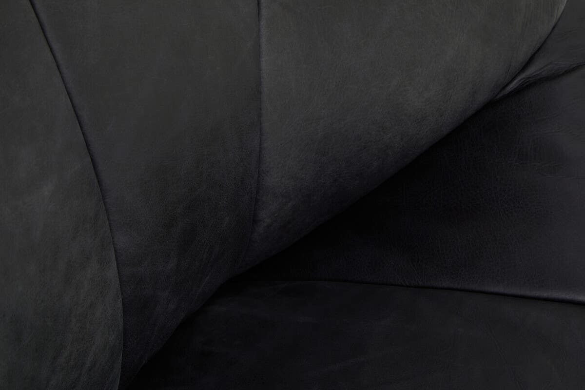 Hoxton Antique Black Leather Lounge Cocoon Chair