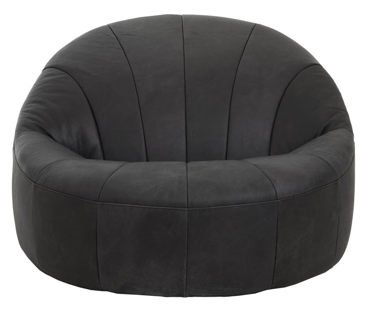Hoxton Antique Black Leather Lounge Cocoon Chair