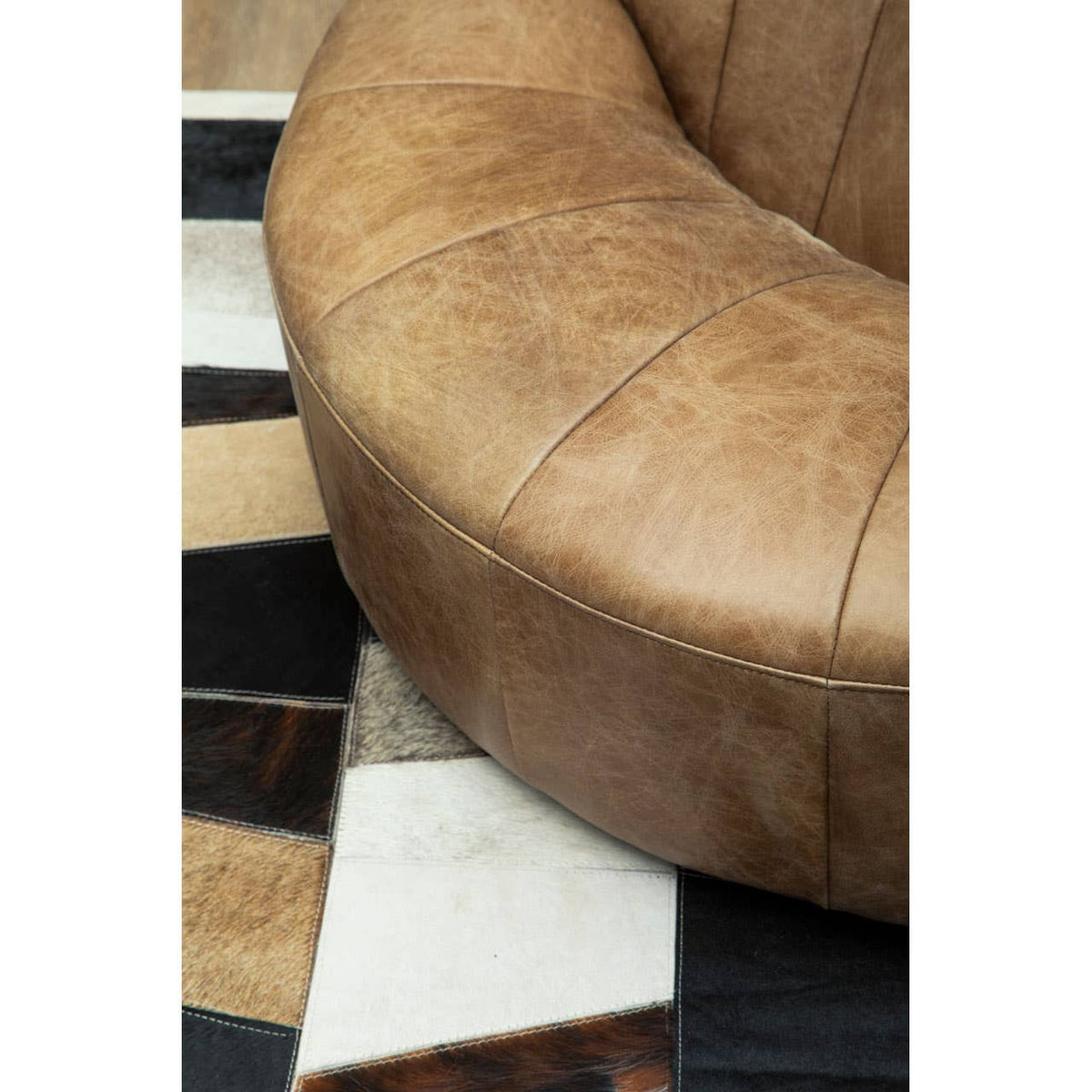 Hoxton Light Brown Leather Lounge Cocoon Chair