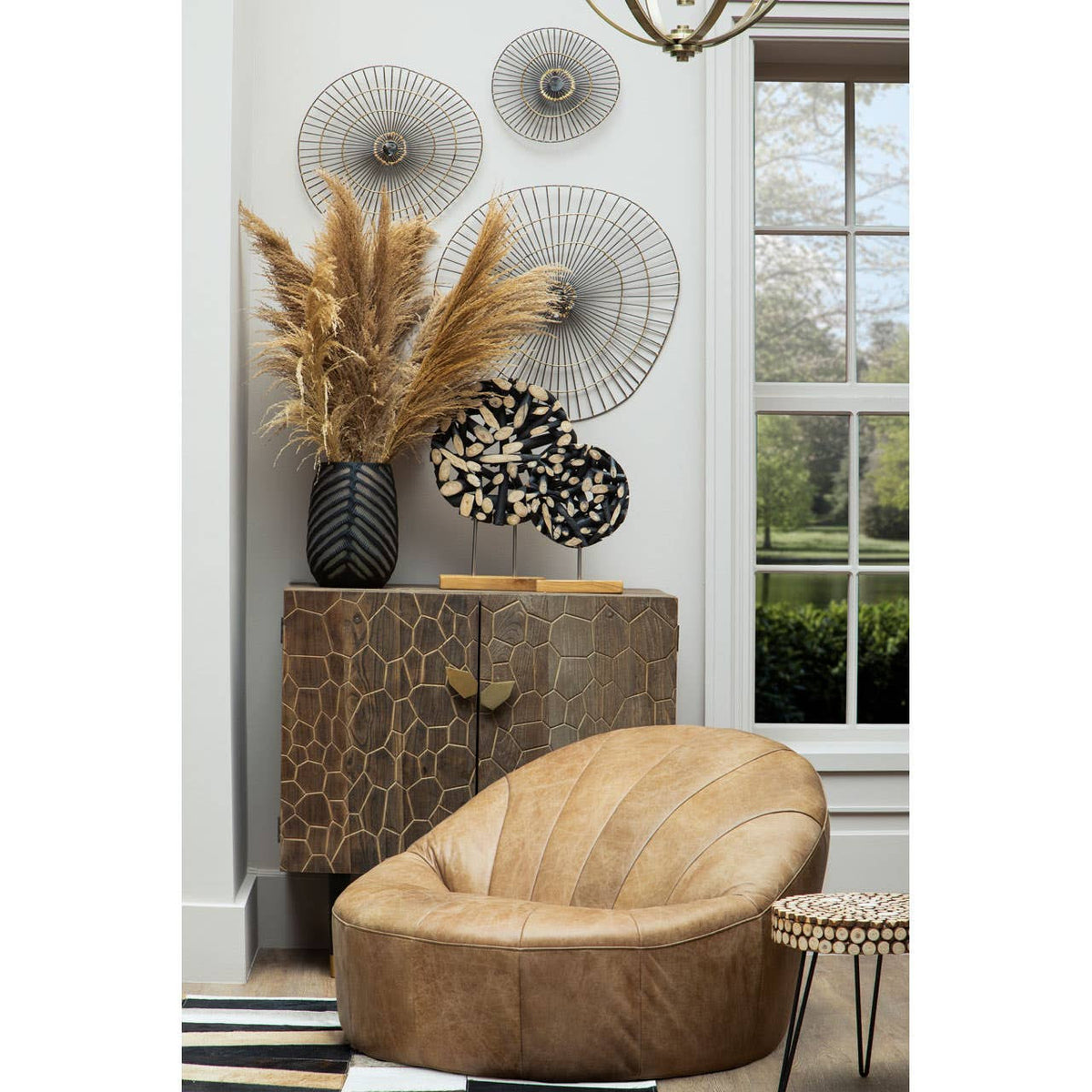 Hoxton Light Brown Leather Lounge Cocoon Chair