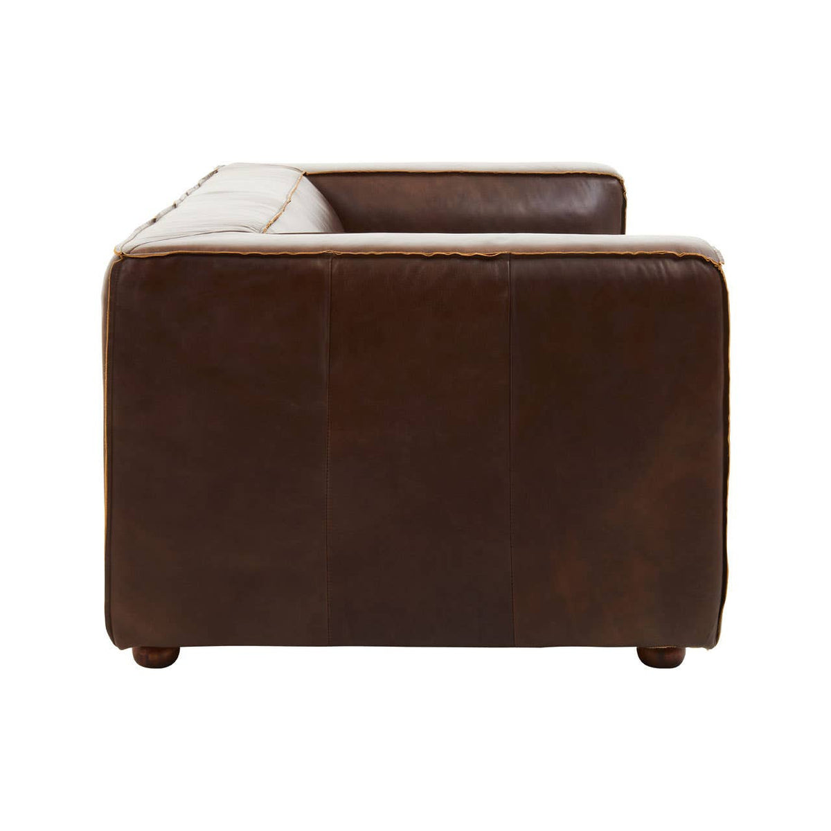 King Two Seater Antique Brown Leather Sofa