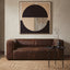 King Two Seater Antique Brown Leather Sofa