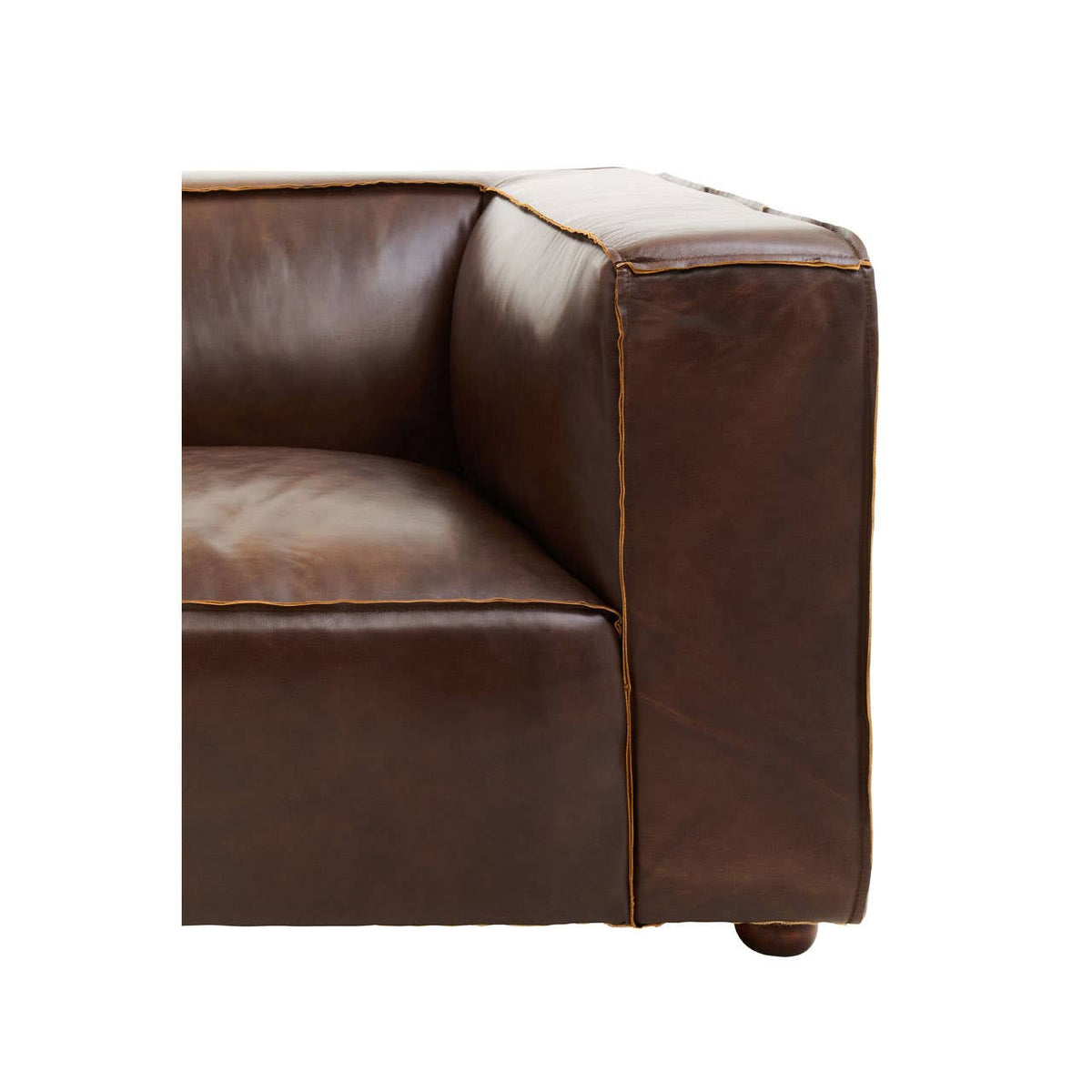 King Two Seater Antique Brown Leather Sofa
