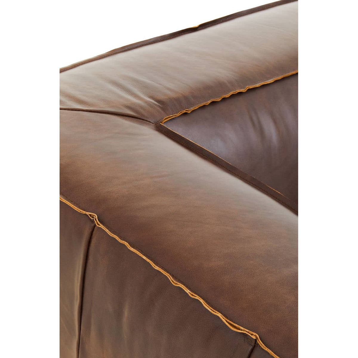 King Two Seater Antique Brown Leather Sofa