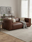 King Two Seater Antique Brown Leather Sofa