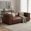 King Two Seater Antique Brown Leather Sofa