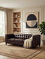 King Three Seater Dark Brown Leather Modern Chesterfield Sofa