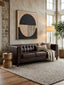 King Three Seater Dark Brown Leather Modern Chesterfield Sofa