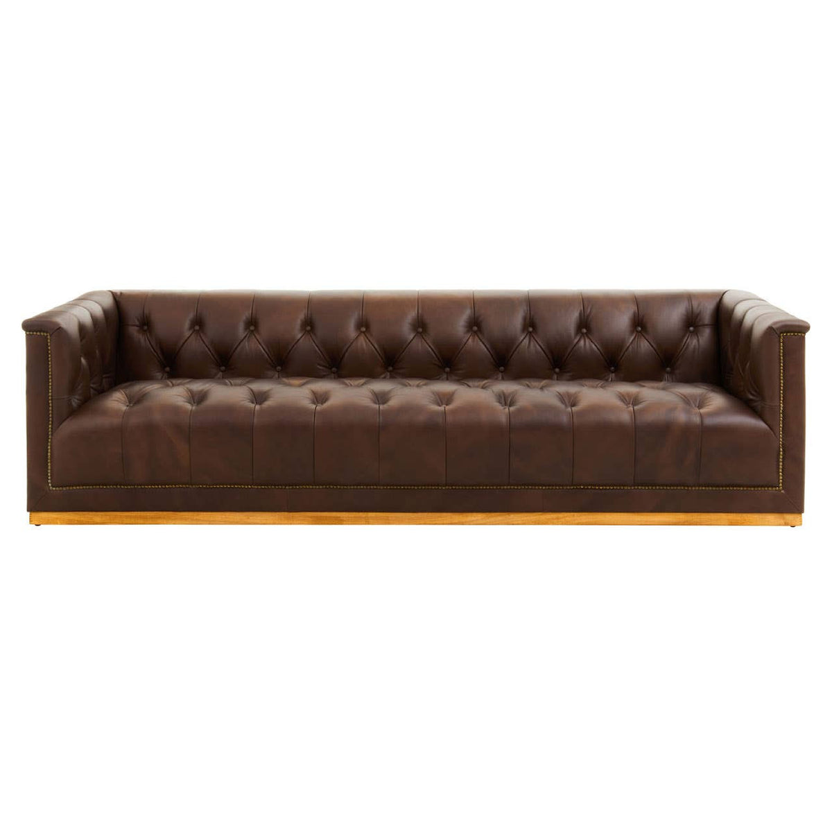 King Three Seater Modern Chesterfield Dark Brown Leather Sofa