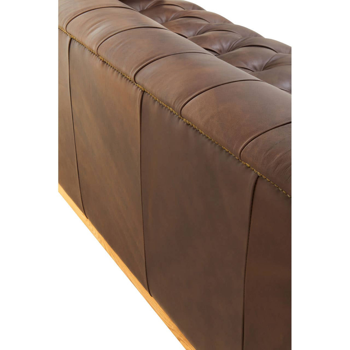 King Three Seater Modern Chesterfield Dark Brown Leather Sofa
