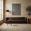 King Three Seater Modern Chesterfield Dark Brown Leather Sofa