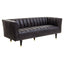 King Three Seater Black Leather Sofa With Flared Arms