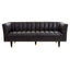 King Three Seater Black Leather Sofa With Flared Arms
