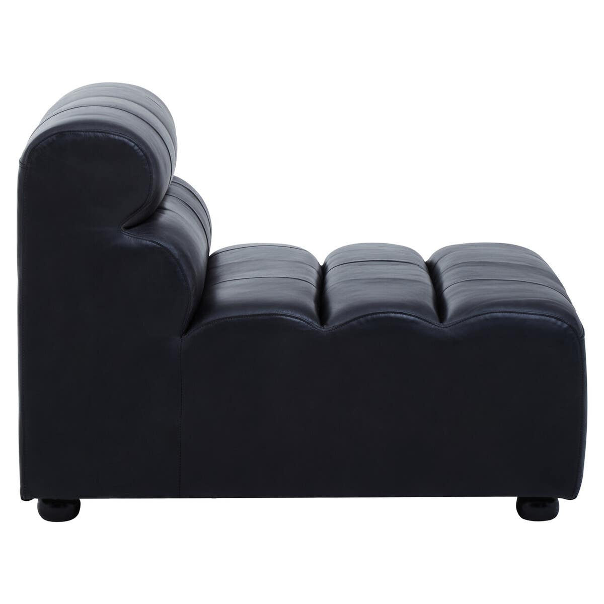 King Armless Antique Black Leather Modular Sofa Chair