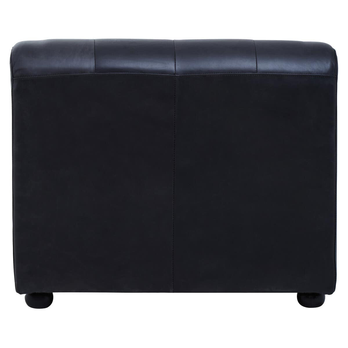 King Armless Antique Black Leather Modular Sofa Chair