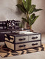 King Armless Antique Black Leather Modular Sofa Chair