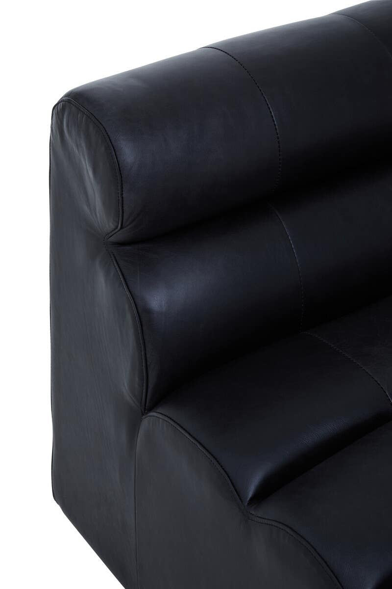 King Armless Antique Black Leather Modular Sofa Chair