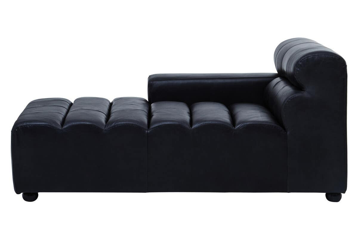 King Antique Black Left Arm Leather Modular Chaise Sofa