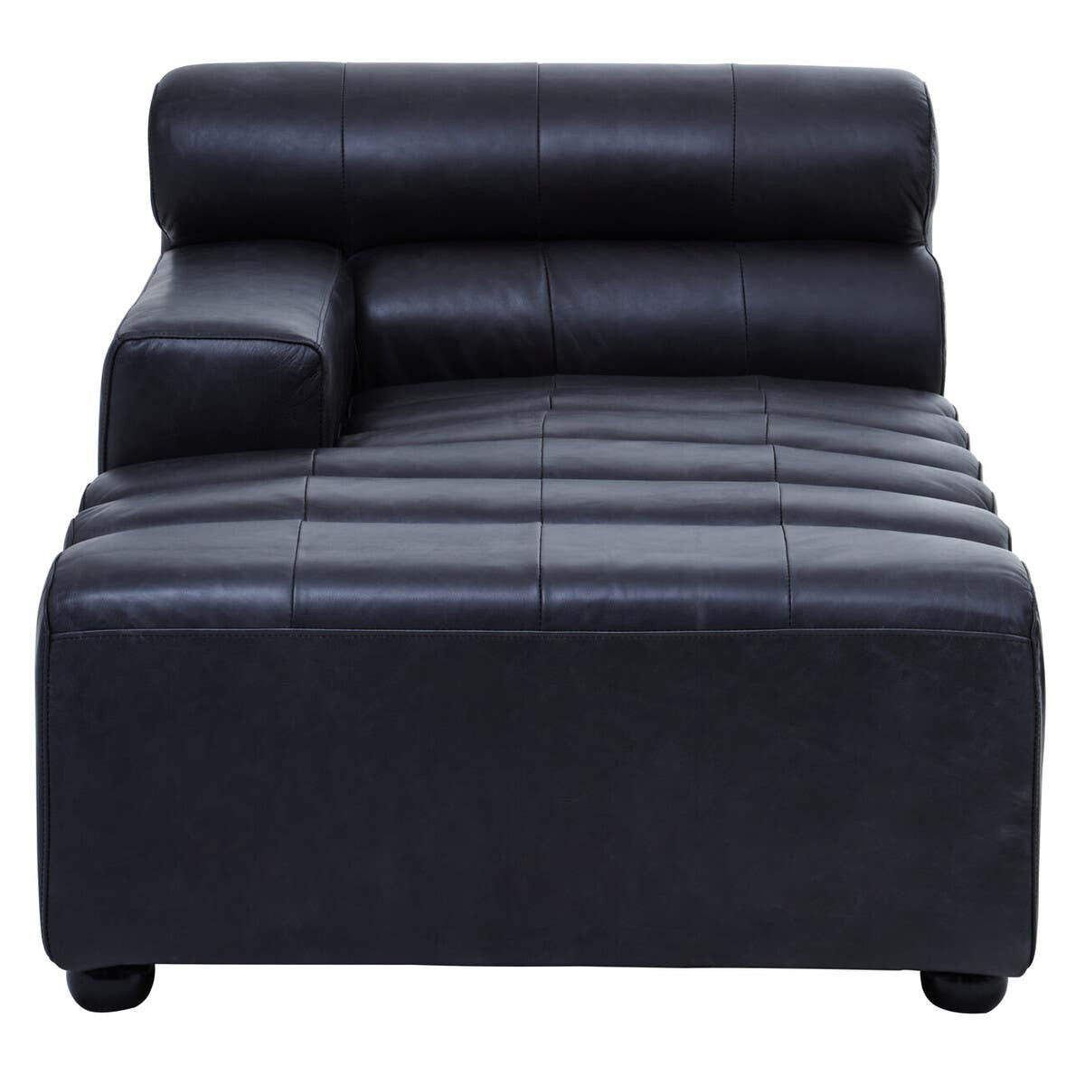 King Antique Black Left Arm Leather Modular Chaise Sofa