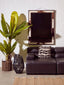 King Antique Black Left Arm Leather Modular Chaise Sofa