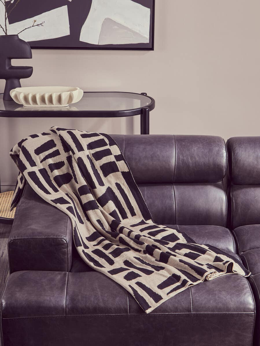 King Antique Black Left Arm Leather Modular Chaise Sofa
