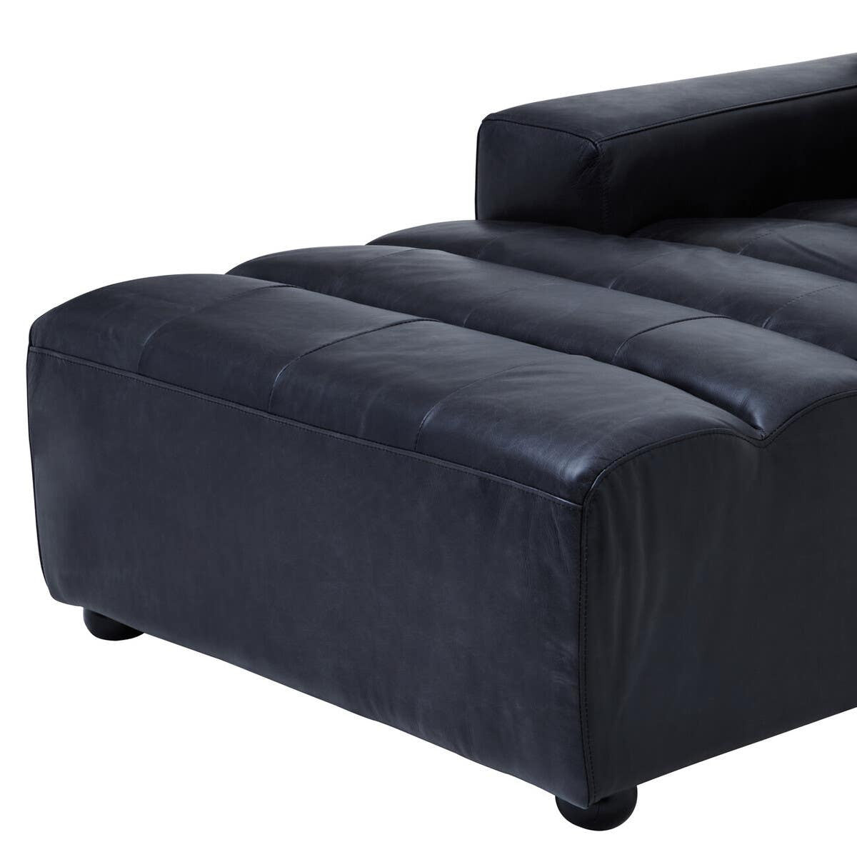King Antique Black Left Arm Leather Modular Chaise Sofa