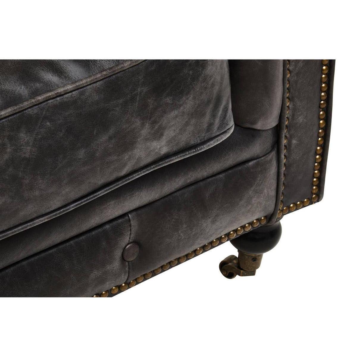 Hoxton Antique Black 3 Seat Chesterfield Leather Sofa