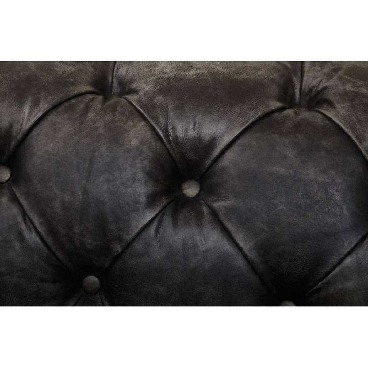 Hoxton Antique Black 3 Seat Chesterfield Leather Sofa